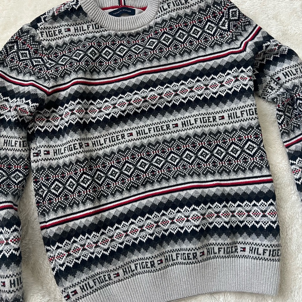 Tommy Hilfiger Boys Gray Patterned Sweater